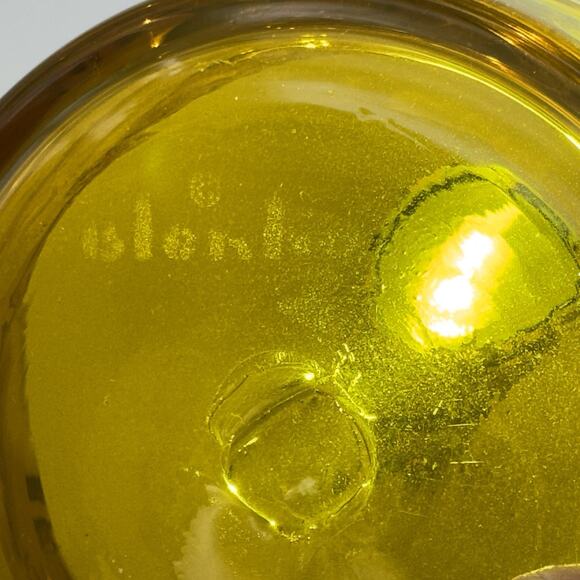 Blenko Glass Jonquil 6011 Folded Bowl Wayne Husted Design Etched Signature - Picture 6 of 8